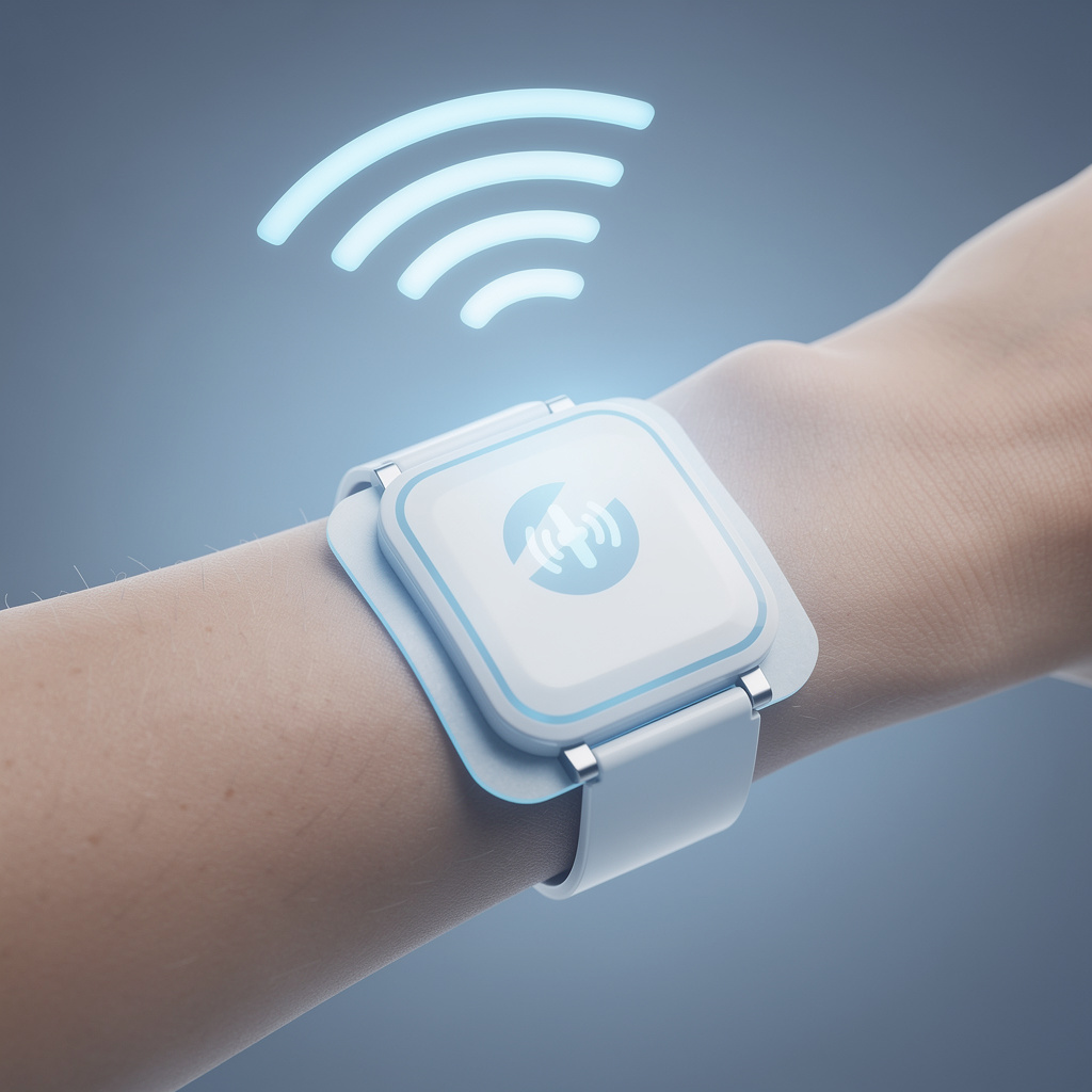 Patch inteligente de monitoramento de glicose com transmissão de dados sem fio representando tecnologia vestível em saúde